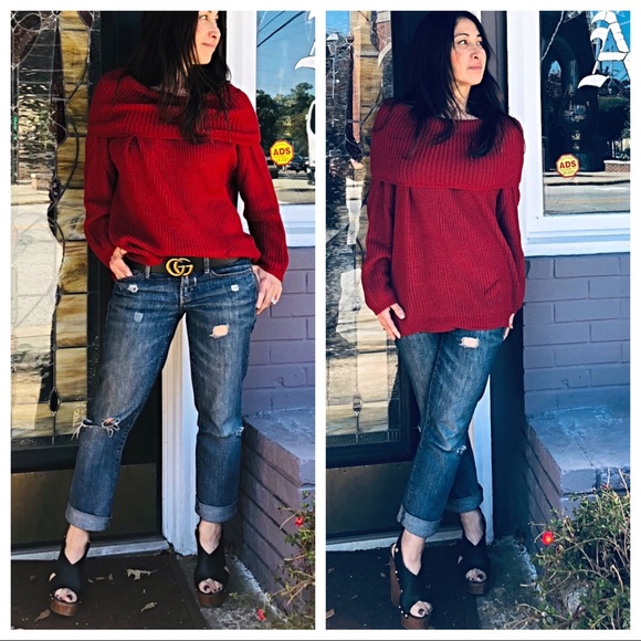 ✨LAST ONE ✨Red on or off the shoulder knit sweater - Picture 2 of 8